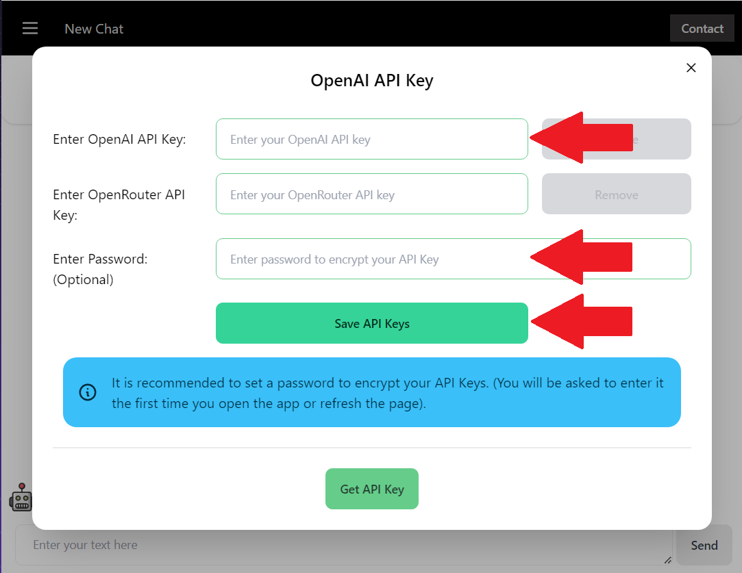 PulsarChat API Key Window